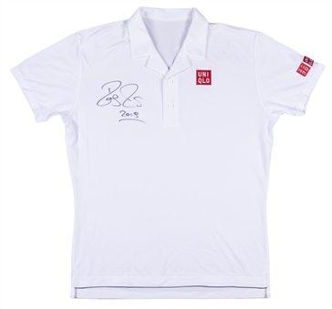 2019 Roger Federer Match Used & Signed Uniqlo Polo Used For The BNP Paribas Open in Indian Wells (Federer Foundation COA)